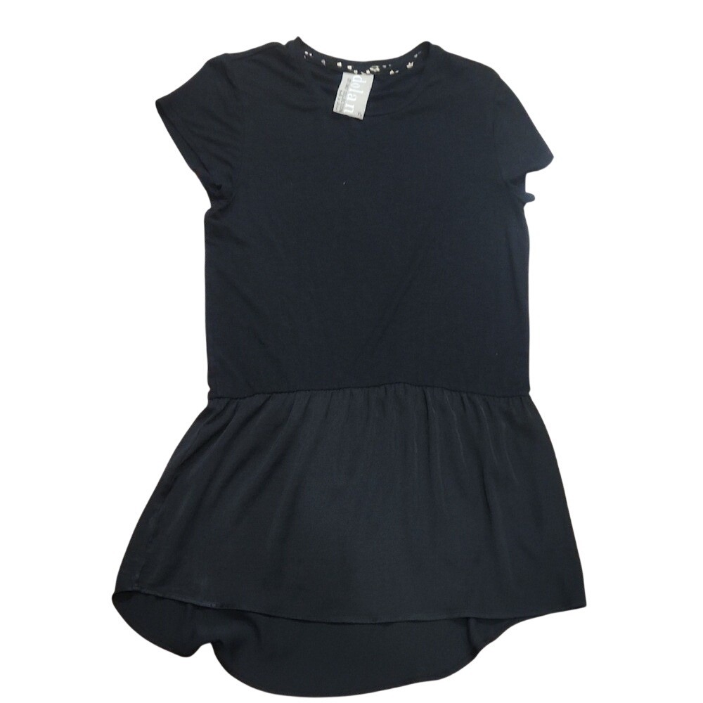 Dolan Left Coast Anthropologie Black Drop Peplum Tunic Cap Sleeve Top Size Small